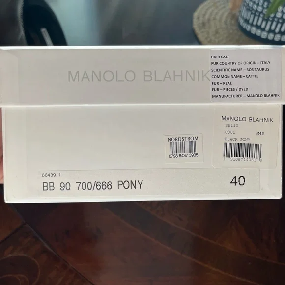 Authentic Manolo Blahnik Black and White Calf Hair Pumps